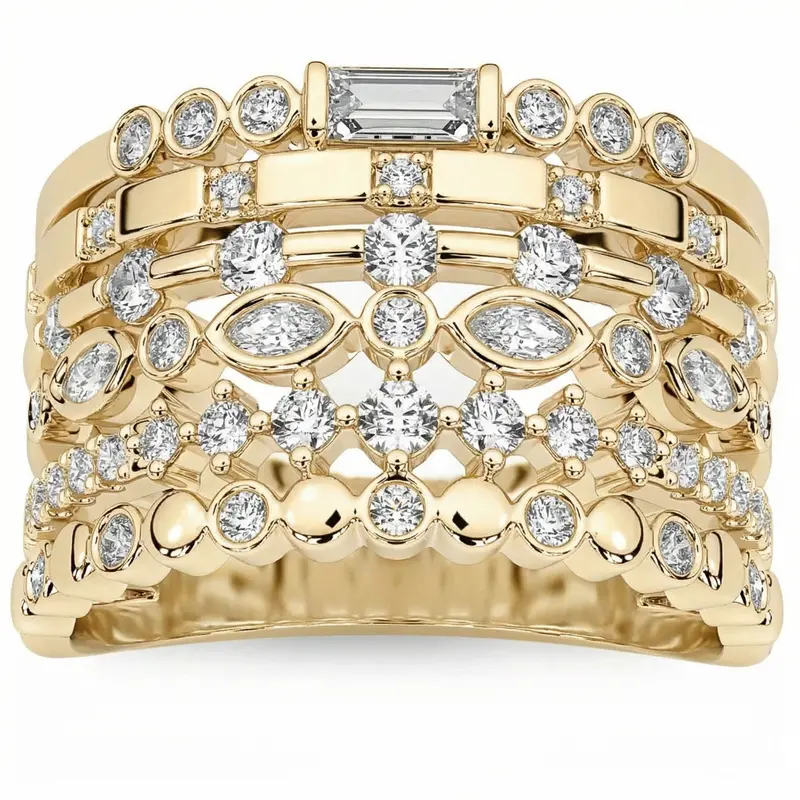 1Ct Stackable Diamond Ring Gold Lab Grown 12Mm Wide 1