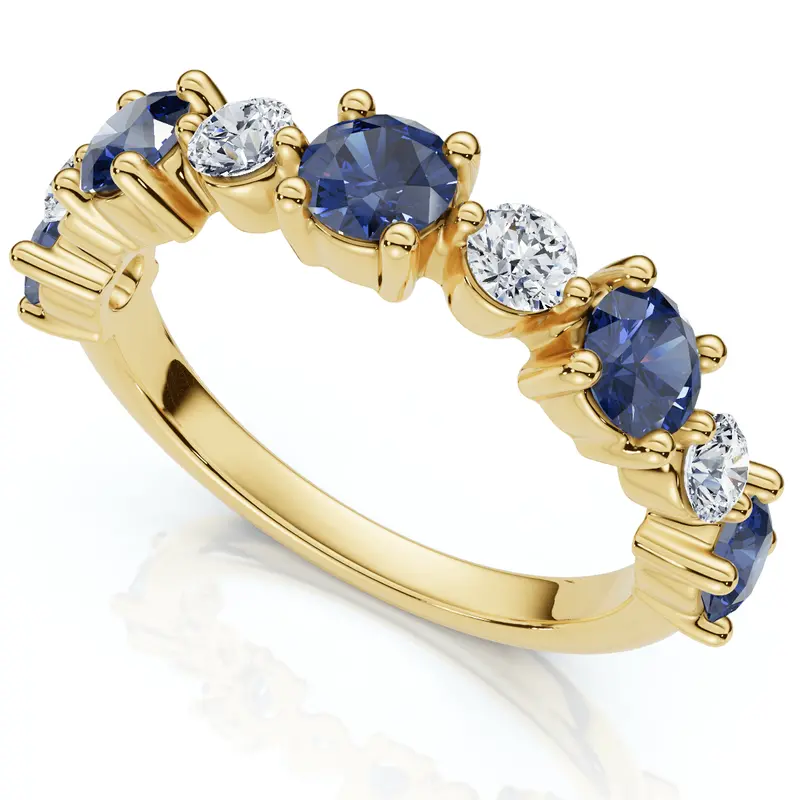 1Ct Sylvia Blue Sapphire & Diamond Wedding Ring Gold Lab Grown 1