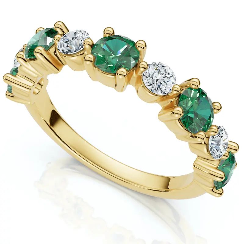 1Ct Sylvia Emerald & Diamond Anniversary Ring Gold Lab Grown 1