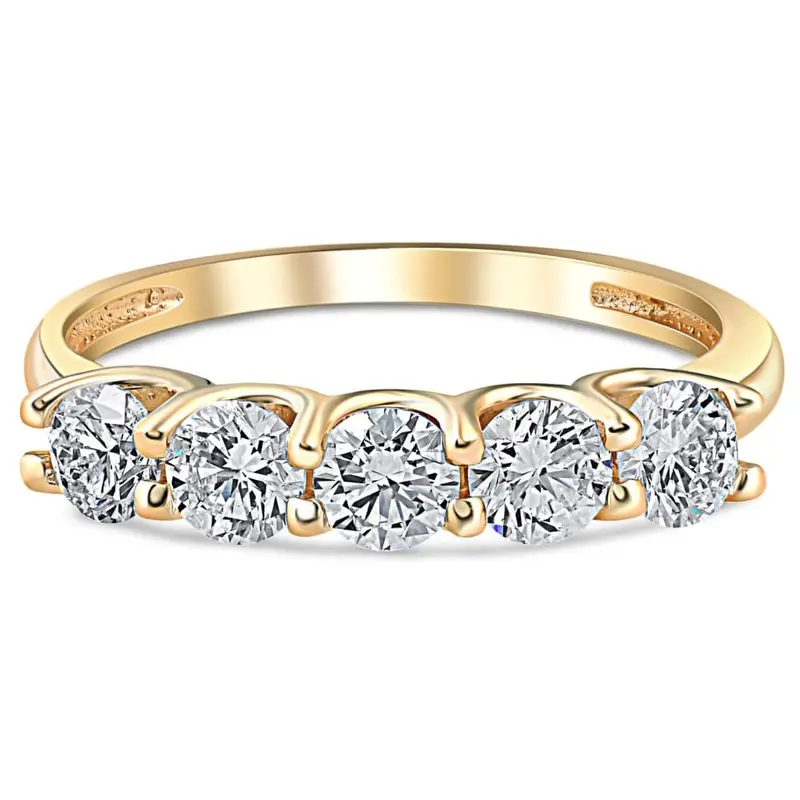 1Ct T.W. Five Stone Diamond Wedding Ring 14K White Or Yellow Gold Lab Grown 1