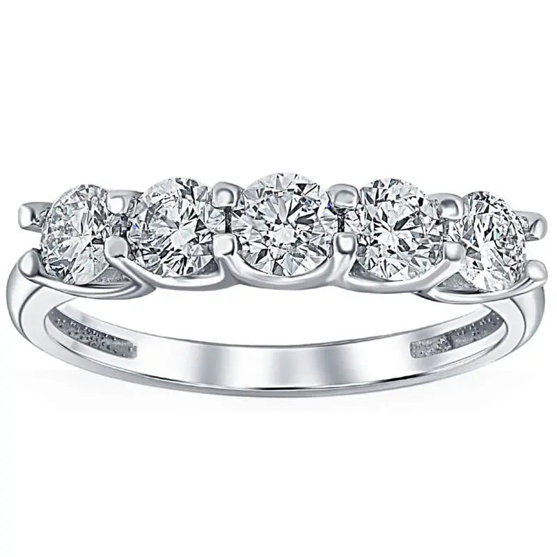 1Ct T.W. Five Stone Diamond Wedding Ring 14K White Or Yellow Gold Lab Grown 1