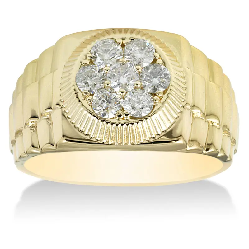 1Ct Tdw Men's Diamond Ring 14K Yellow Gold 1