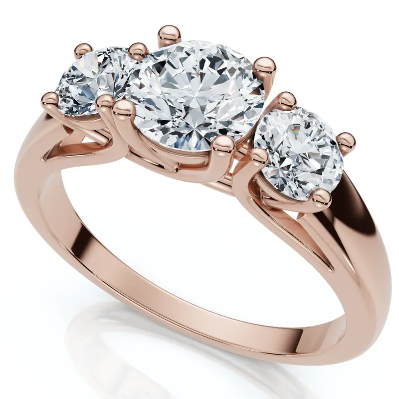 1Ct Three Stone Diamond Engagement Ring 14K Gold Or Platinum Lab Grown Fg/Vs 1