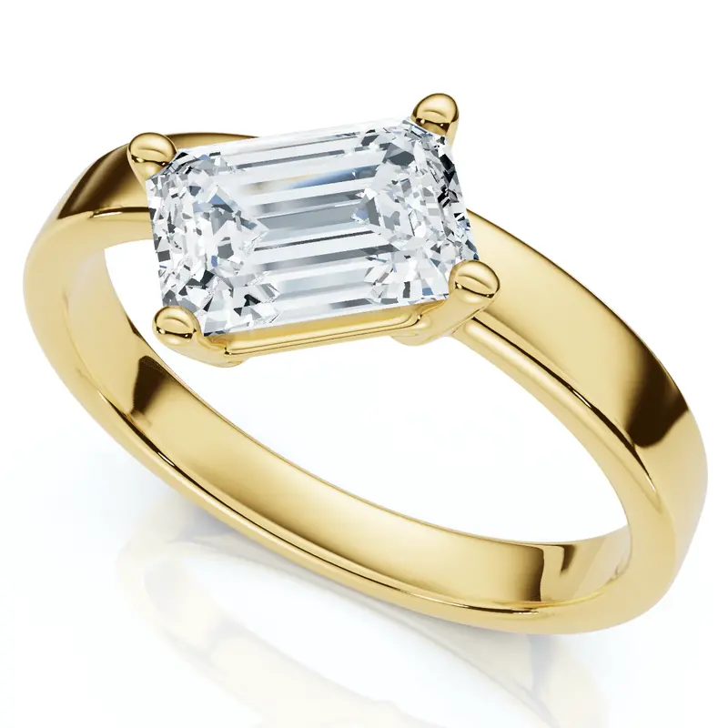 1Ct Tilted Emerald Diamond Ring 14K Gold Or Platinum Lab Grown 1