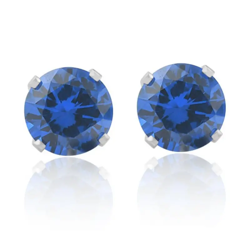 1Ct Tw Blue Sapphire 5Mm Studs In 10K White Or Yellow Gold 1