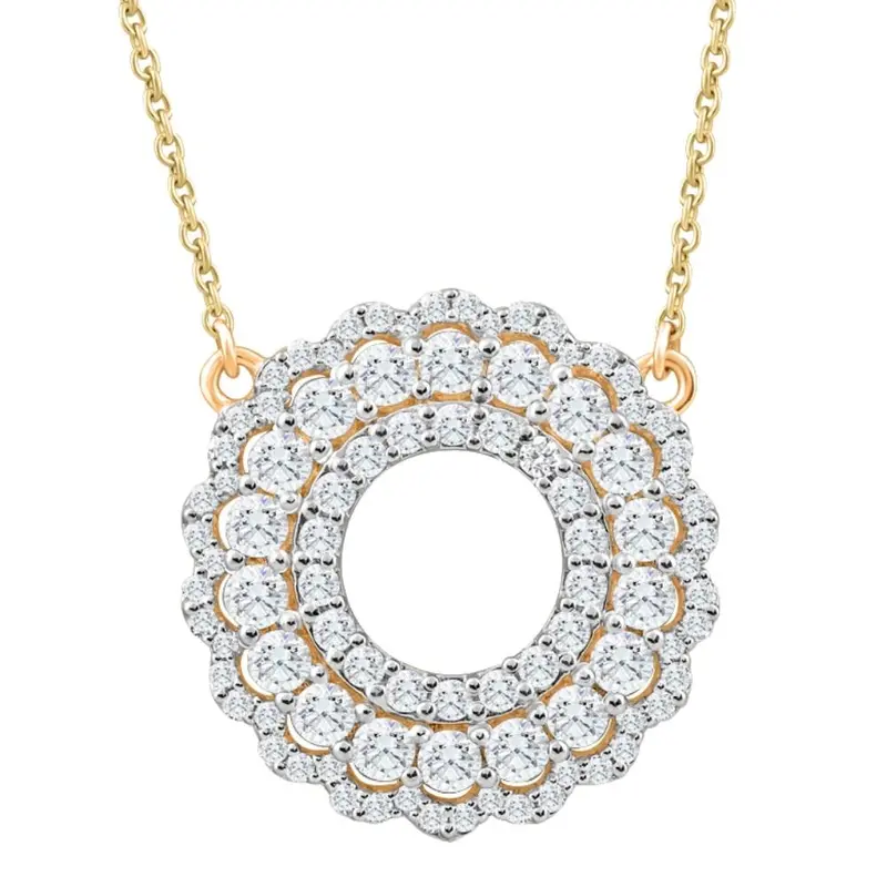 1Ct Tw Diamond Circle Pendant Women's Lab Grown 18Mm Wide 18" Necklace 1
