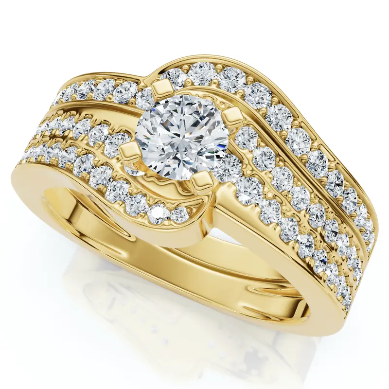 1Ct Tw Diamond Engagement Wedding Ring Set Lab Grown 1