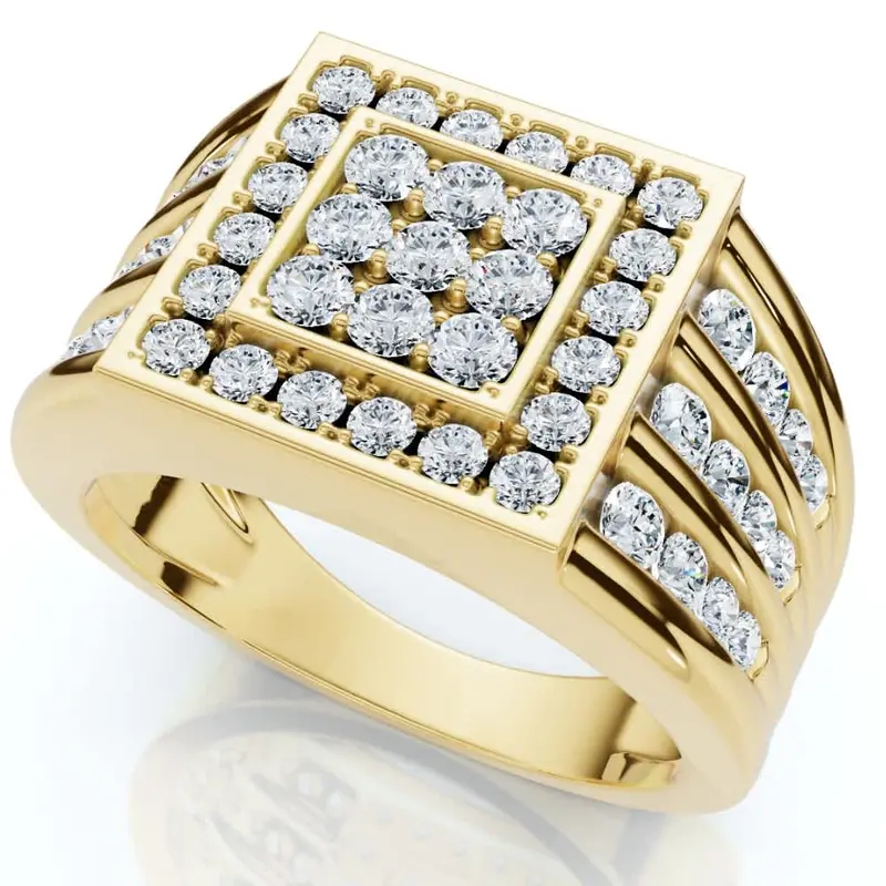 1Ct Tw Diamond Men's Anniversary Wedding Ring High Polished Band 10K Yellow Gold 1