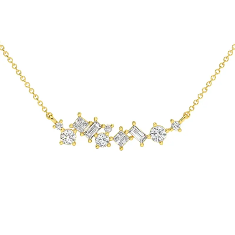 1Ct Tw Diamond Mixed Fancy Shape Designer Necklace 14K Gold Lab Grown Pendant 1