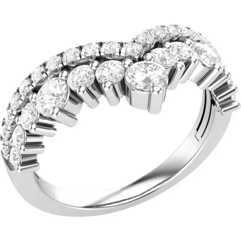 1Ct Tw Diamond Wedding Contour Curved Ring Women's Anniversary Lab Grown Band 1