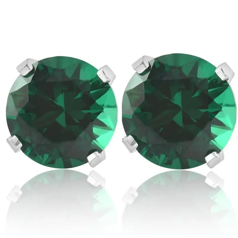 1Ct Tw Emerald Studs In 14K White Or Yellow Gold 1