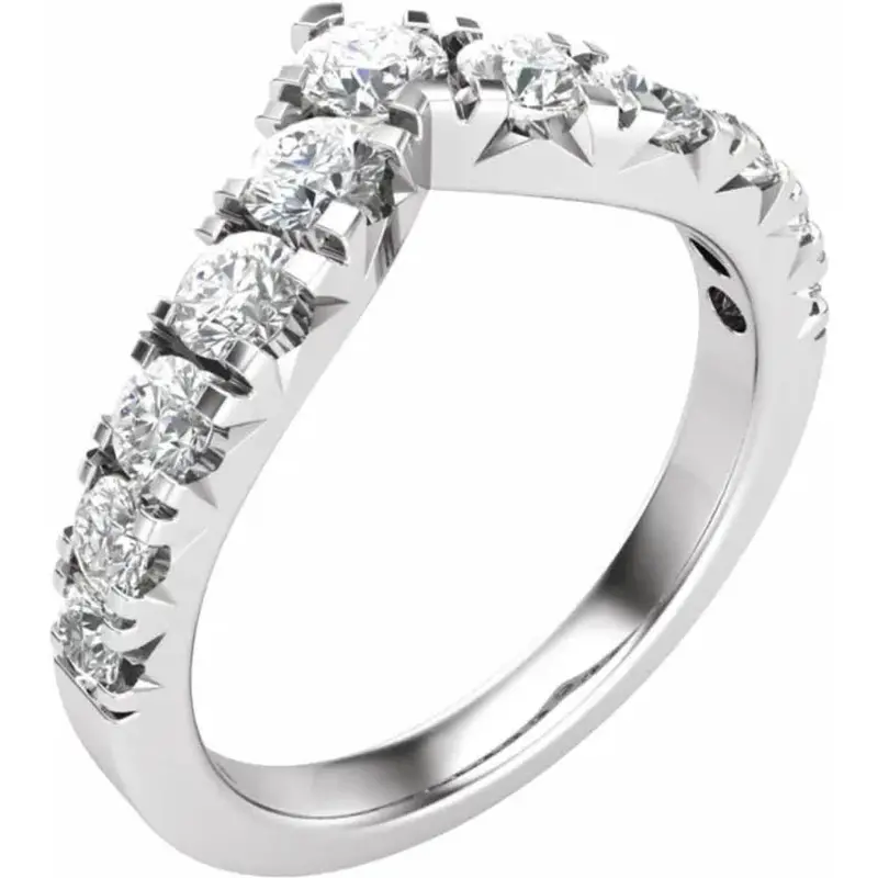 1Ct Tw Graduated Diamond Wedding Curved Contour Ring 14K Gold Lab Grown 1