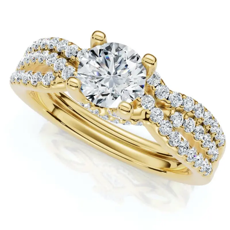1Ct Tw Infinity Engagement Wedding Ring Set 14K Gold Lab Grown 1
