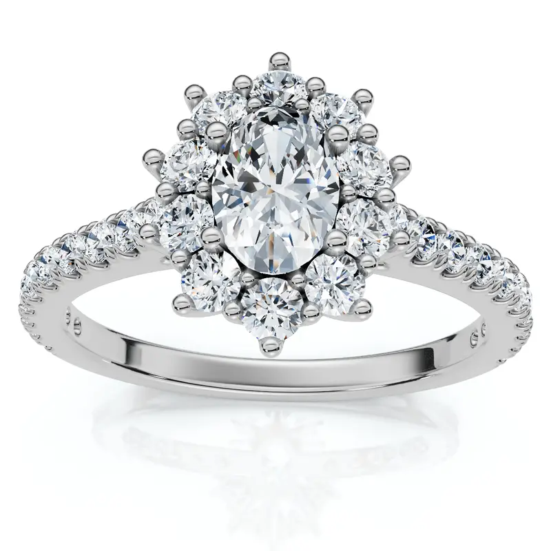 1Ct Tw Oval Halo Diamond Engagement Ring 14K Gold Or Platinum Lab Grown 1