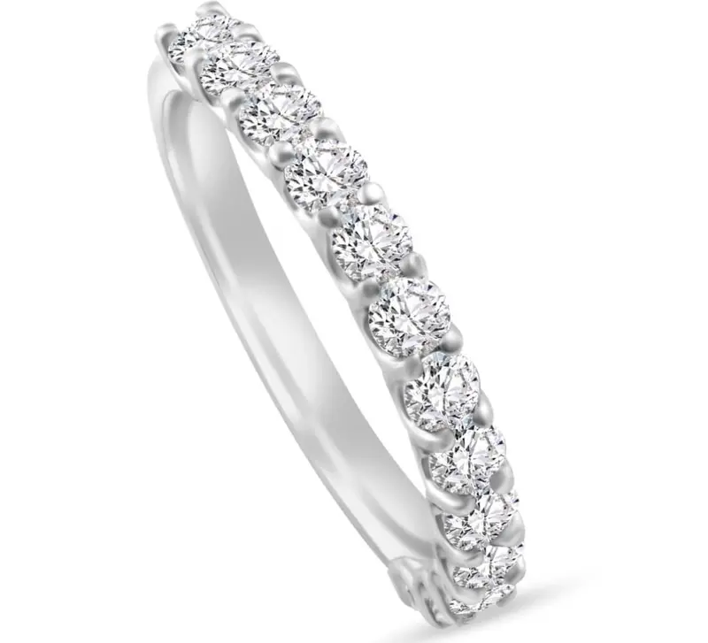 1Ct Tw Round Cut Diamond U Prong Wedding Ring Stackable Band 14K Gold Lab Grown 1