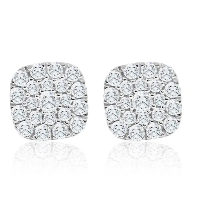 1Ct Tw Round Diamond Cushion Halo Studs 10K Yellow Gold Lab Grown Earrings 1