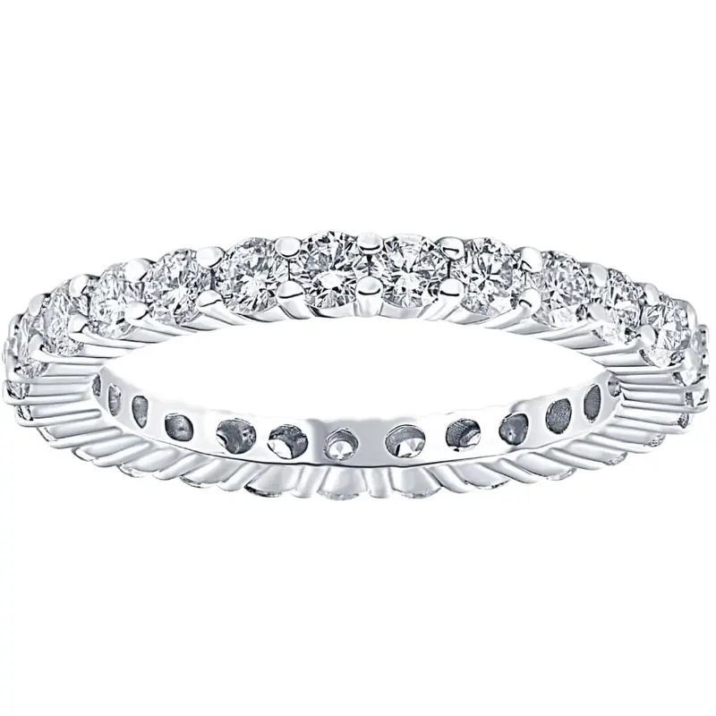 1Cttw Diamond Eternity Wedding Ring 14K White Gold Size Selectable 1
