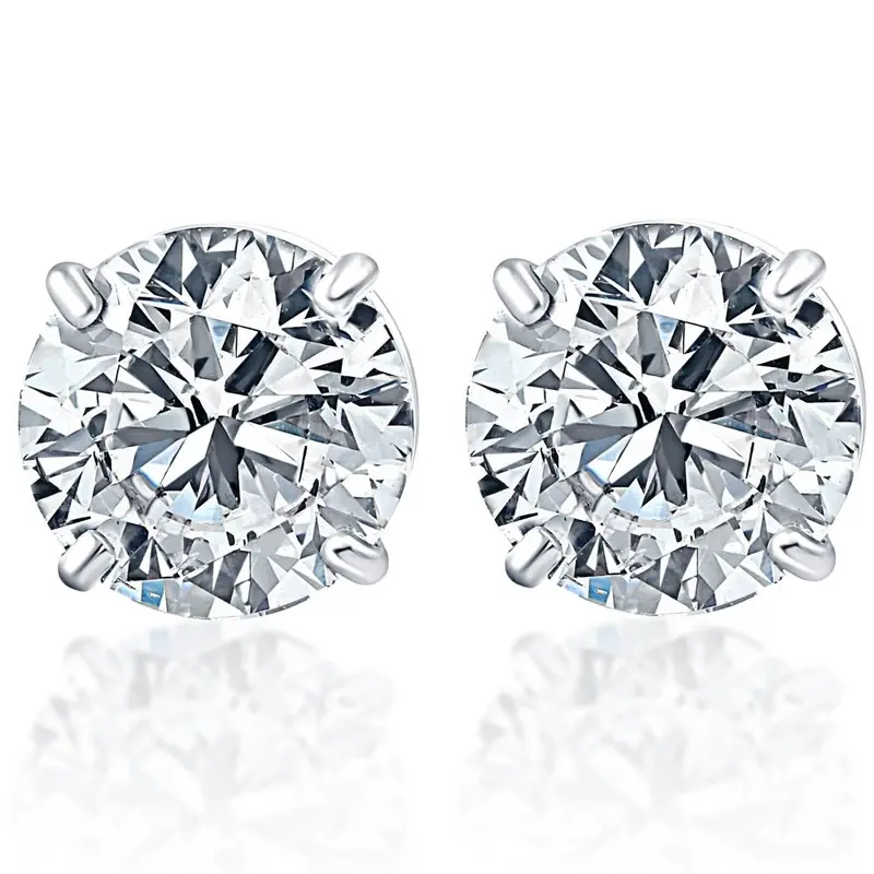 2.00Ct Round Brilliant Cut Natural Diamond Stud Earrings14k Gold Basket Setting 1
