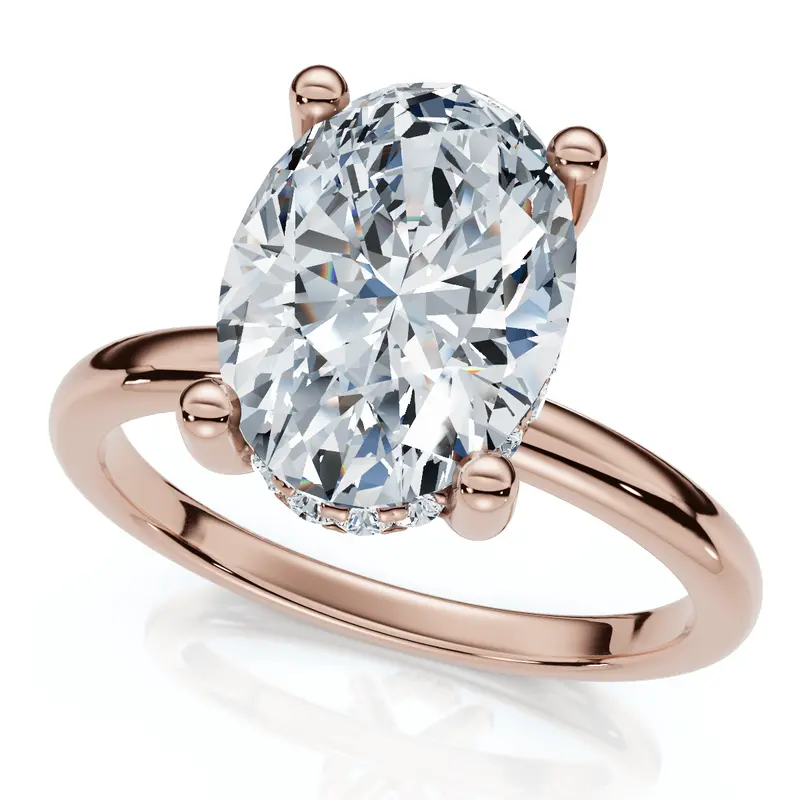 2 1/10Ct Oval Diamond Side Halo Engagement Ring 14K Gold Or Platinum Lab Grown 1