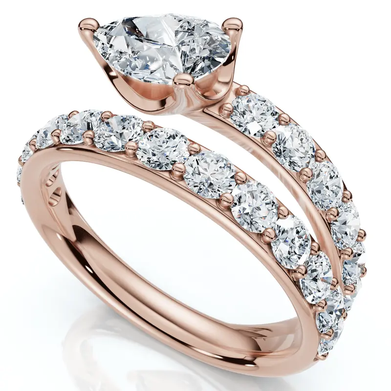 2 1/10Ct Sonya Pear Diamond Wrap Ring 14K Gold Or Platinum Ef/Vs 1
