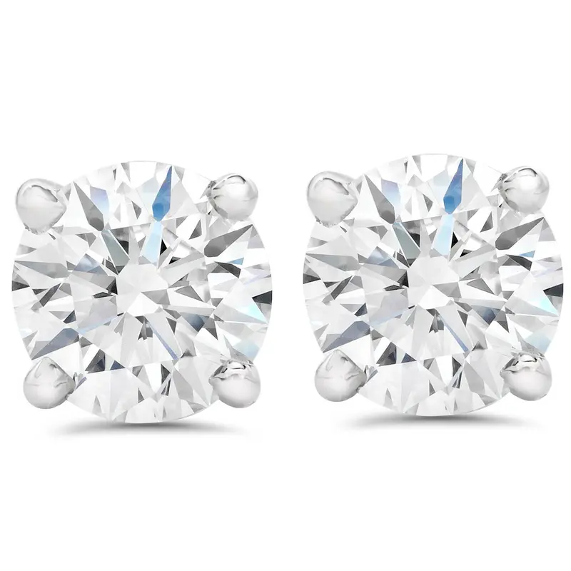 2 1/2 Ct Round Diamond Screw Back Studs In 14K White Gold Enhanced 1