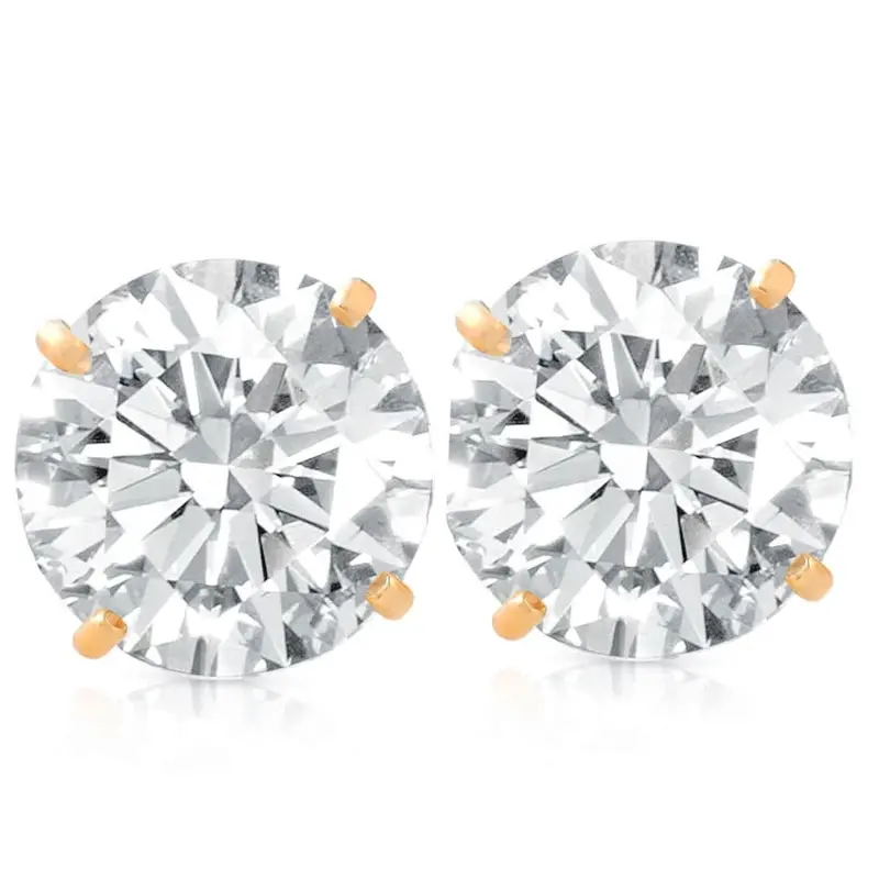 2 1/2 Ct Tw (7Mm) Round Moissanite Studs 14K Yellow Gold 1