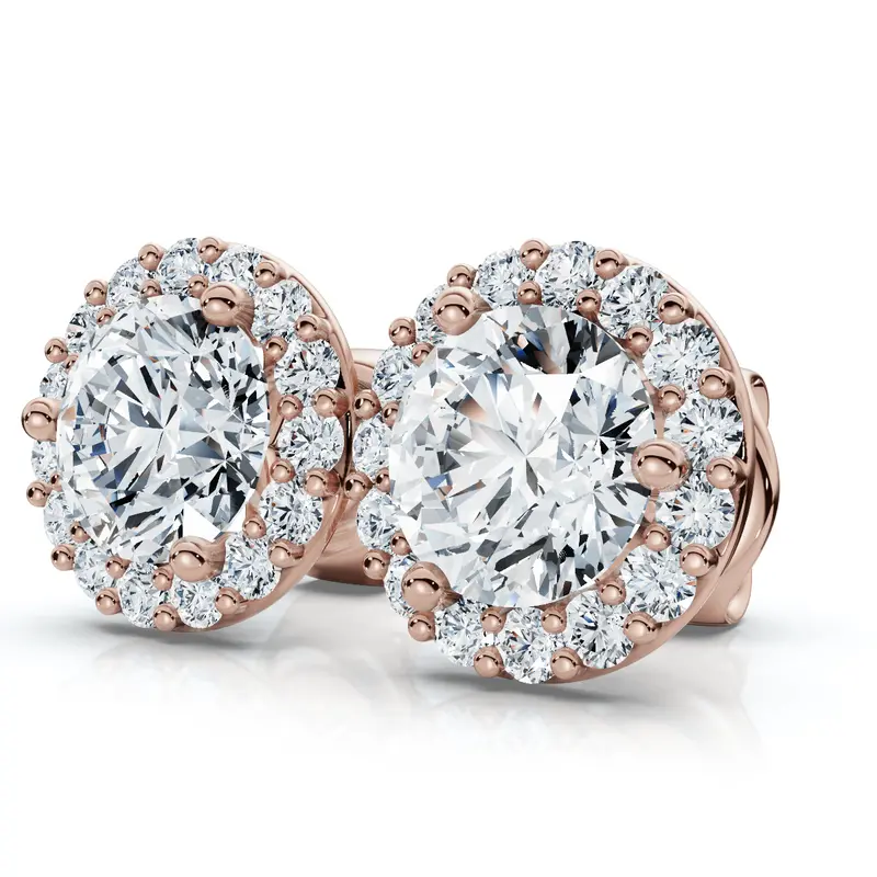2 1/2Ct Diamond 14K Gold Lab Grown Halo Earrings 1