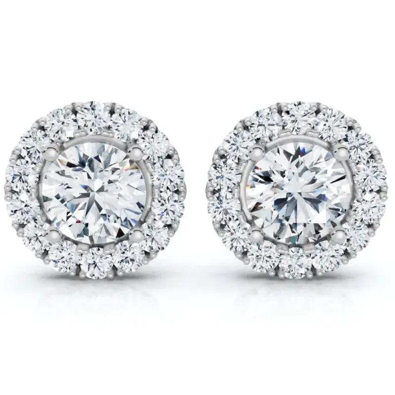 2 1/2Ct Diamond Halo Studs 14K Gold Lab Grown Women's Earrings 1