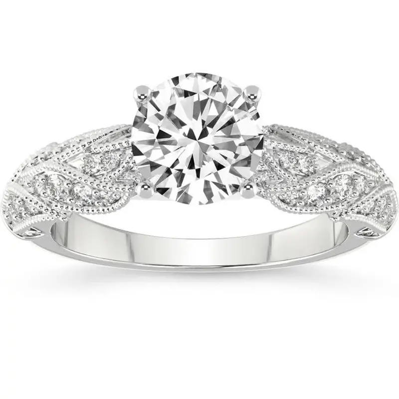 2 1/2Ct Diamond Vintage Lab Grown Engagement Ring White, Yellow Or Rose Gold 1