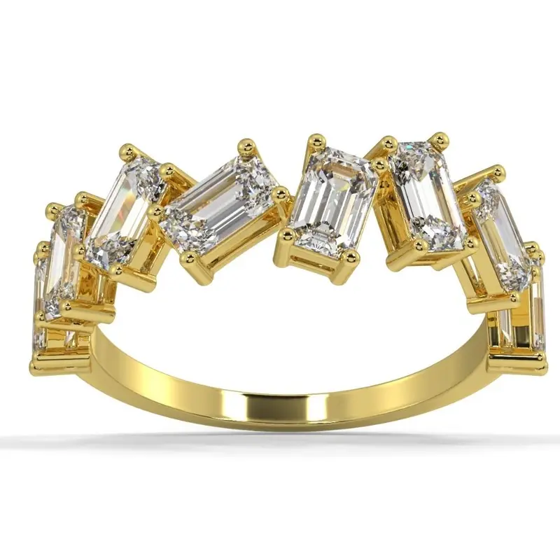 2 1/2Ct Emerald Cut Moissanite Wedding Ring In 10K White, Yellow, Or Rose Gold 1