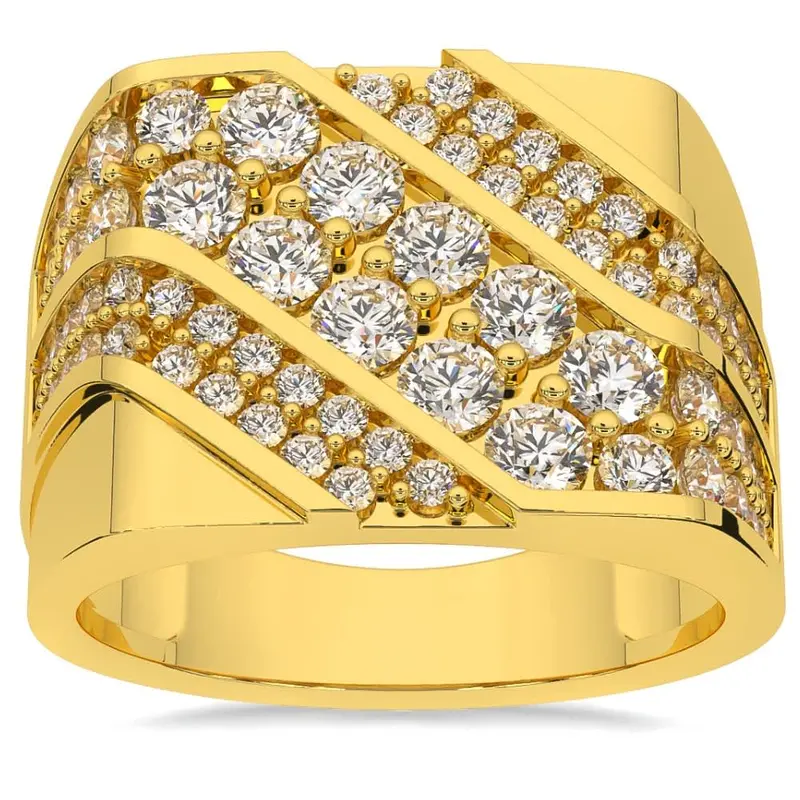 2 1/2Ct Men's Diamond Ring 10K Yellow Gold Lab Grown 1