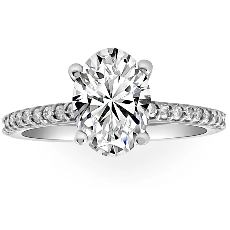 2 1/2Ct Oval Lab Grown Diamond Engagement Ring In 14K White Or Yellow Gold 1