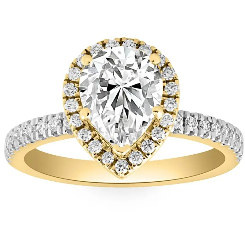 2 1/2Ct Pear Shape Diamond Lab Grown Engagement Ring White Yellow Or Rose Gold 1