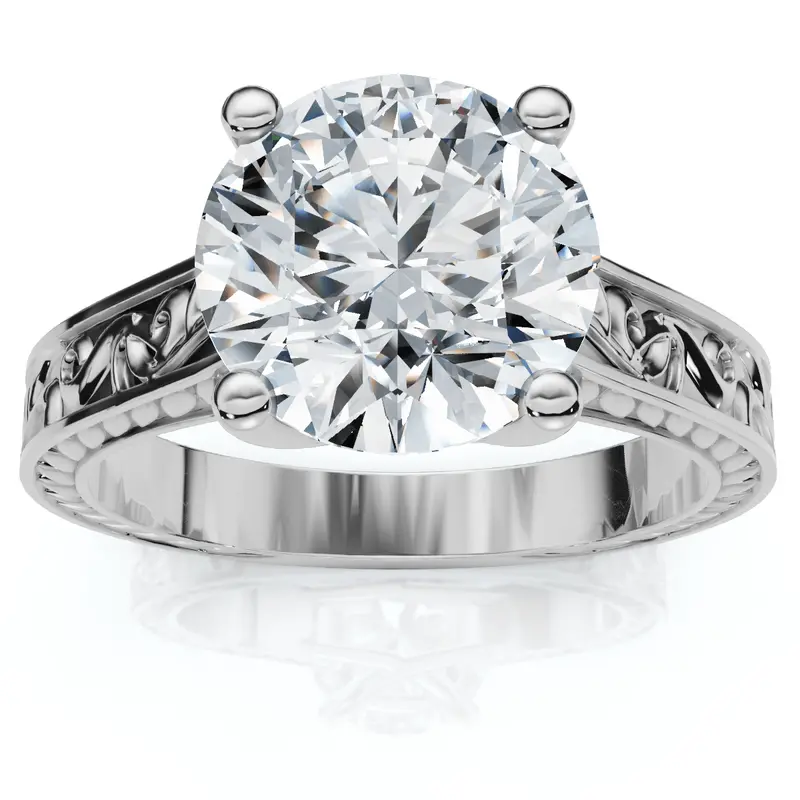 2 1/2Ct Solitaire Certified Diamond Engagement Vintage Ring 14K Gold Lab Grown 1