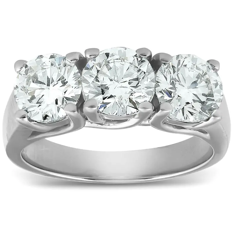 2 1/2Ct Three Stone Large Diamond Engagement Ring 14K White Gold Size Selectable 1