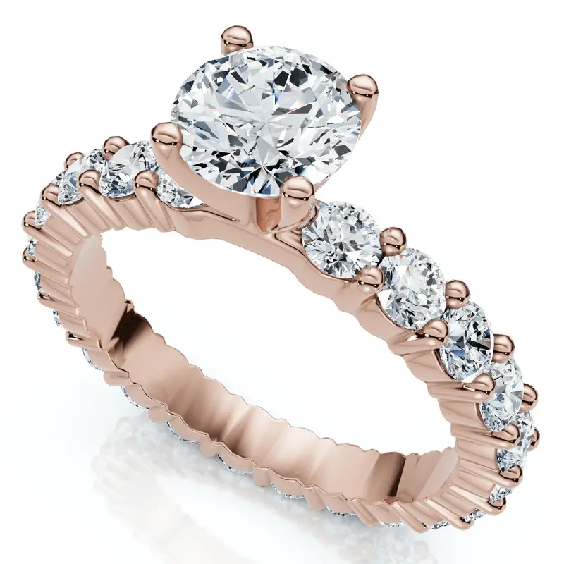 2 1/4Ct Diamond Eternity Engagement Ring 14K Gold Lab Grown Ef/Vs 1