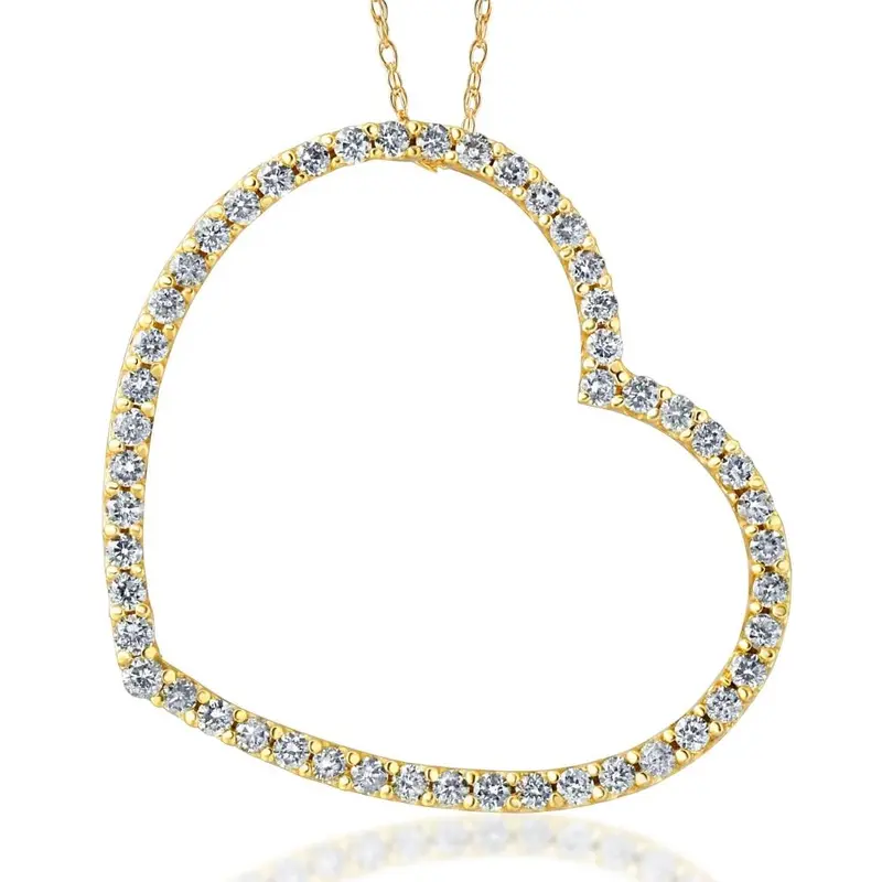 2 1/4Ct Heart Shaped Diamond Pendant White Or Yellow Gold Necklace Lab Grown 1