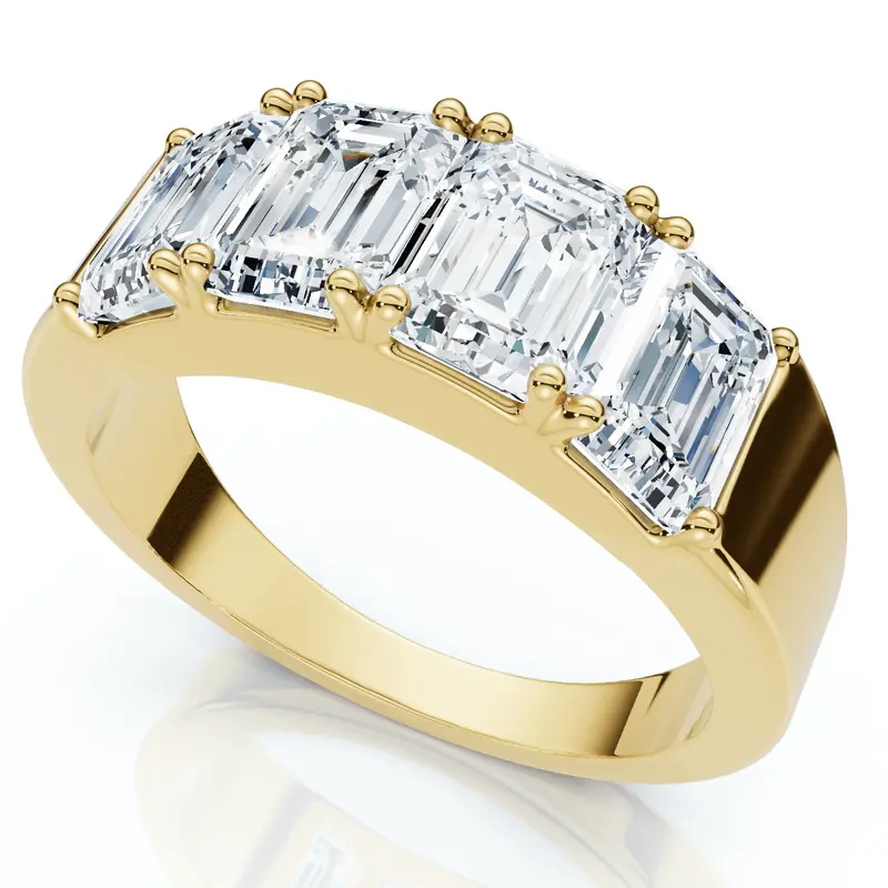 2 1/4Ct Tetrad Diamond Ring Emerald Cut Anniversary Band 14K Gold/Pt Lab Grown 1