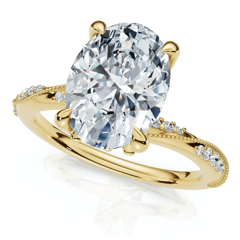 2 1/5Ct Oval Diamond Engagement Camellia Ring 14K Gold Lab Grown 1