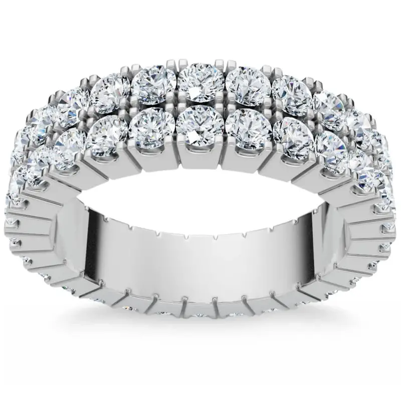 2.25Ct Diamond Eternity Wedding Anniversary Ring Double Row 10K Gold Lab Grown 1