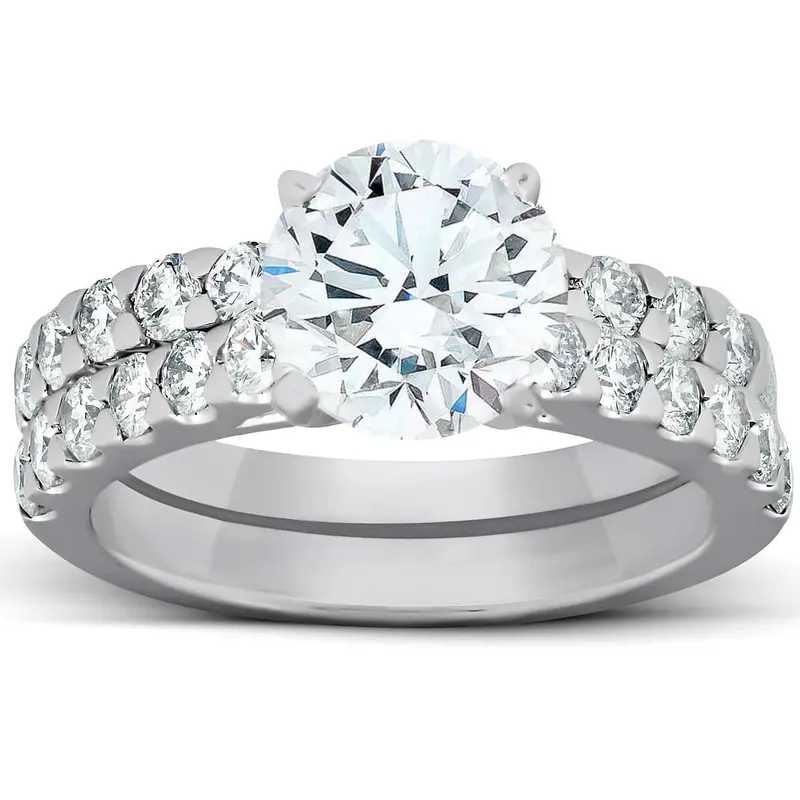 2.27Ct Diamond Engagement Matching Wedding Ring Set 14K White Gold Lab Grown Size: 7 1