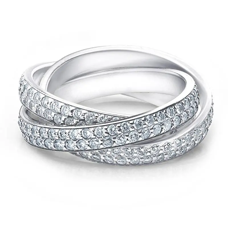 2 3/4Ct Rolling Ring Diamond Pave Eternity 14K White Gold Size Selectable 1