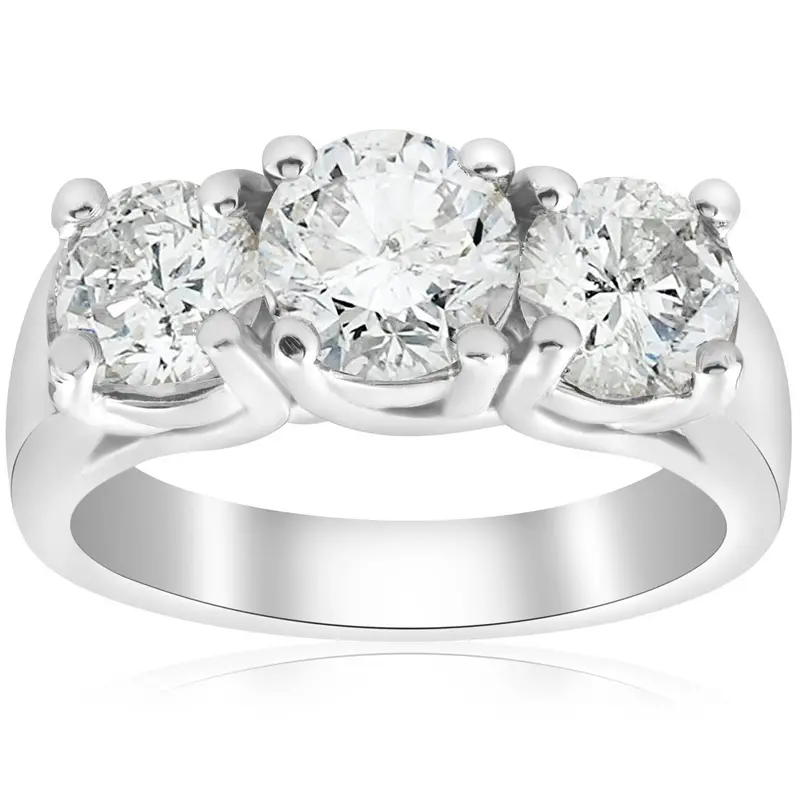 2 3/4Ct Three Stone Diamond Engagement Ring 14K White Gold Size Selectable 1