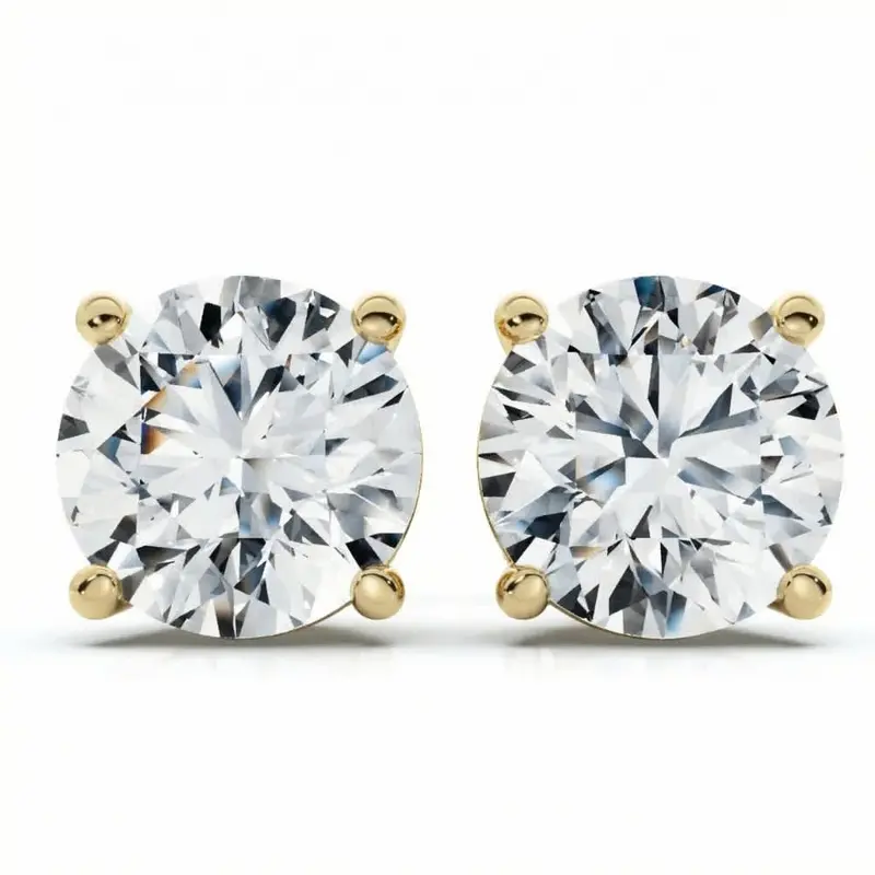 2 - 6 Ct Tw Round Diamond Studs In 14K Gold Lab Grown Earrings 2