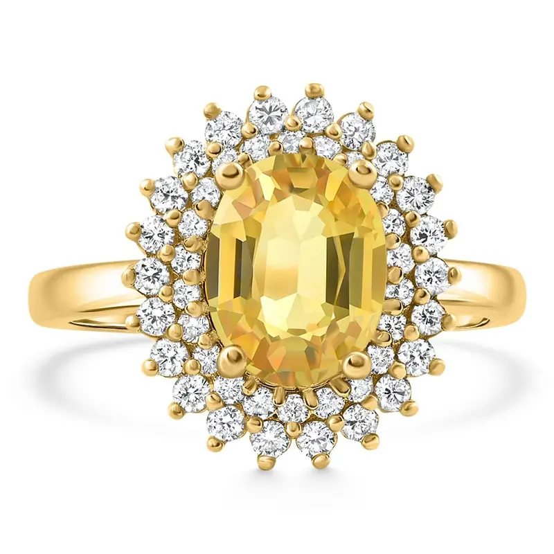 2.93Ct Yellow Sapphire Diamond Ring Gold Lab Grown 1