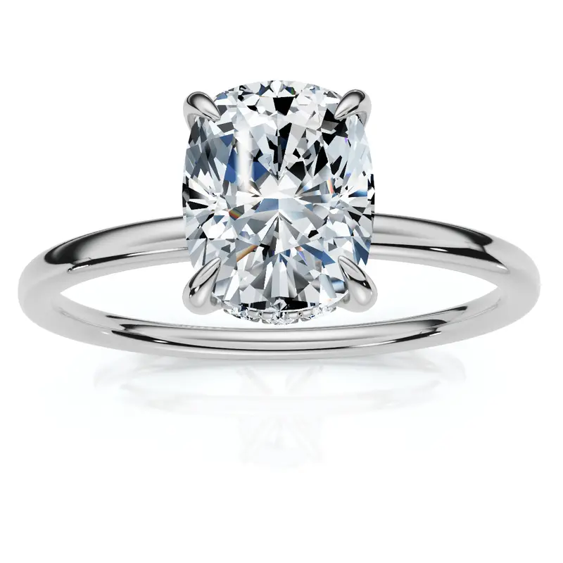 2-Carat Cushion-Cut Hidden Halo Lab-Grown Diamond Engagement Ring in 14K Gold