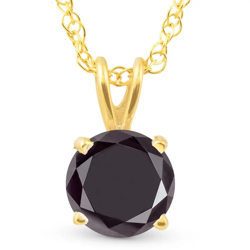 2 Ct Black Diamond Solitaire Pendant In 14K White Or Yellow Gold 18" Necklace 1