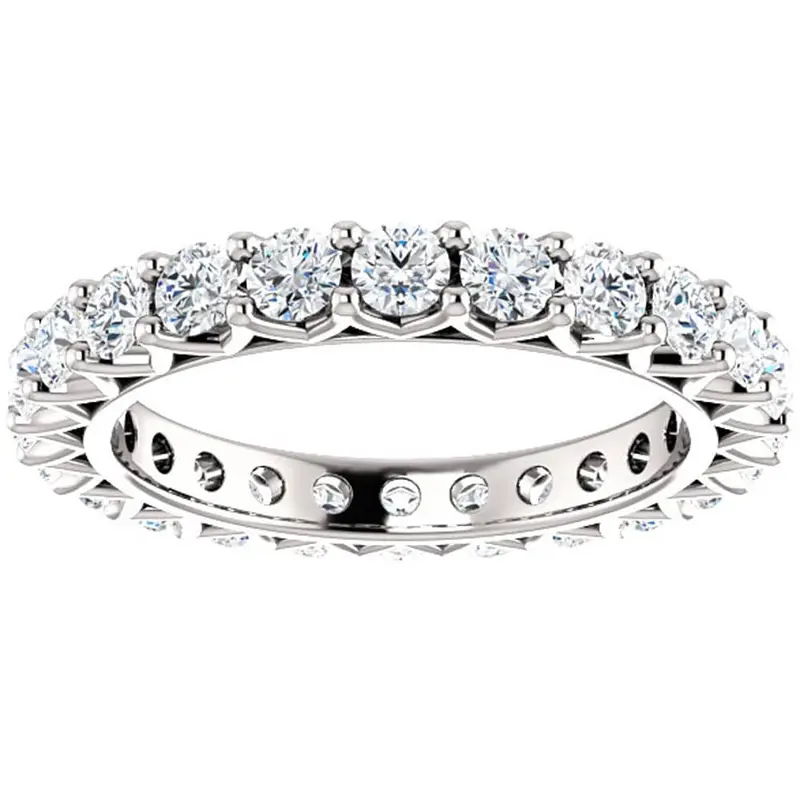 2 Ct Diamond Eternity Ring 14K White Gold Womens Stackable Wedding Band 1