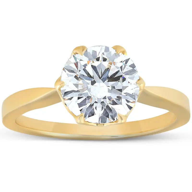 2 Ct Diamond Solitaire Engagement Ring 14K Yellow Gold Lab Grown 1