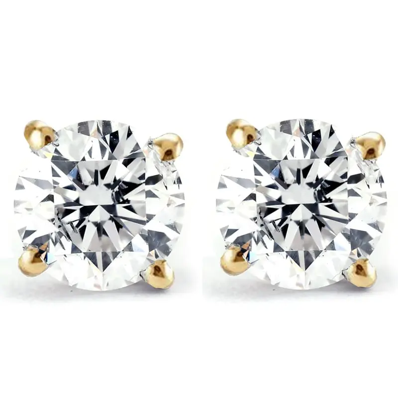 2 Ct Diamond Studs With Screw Backs 14K Yellow Gold 1